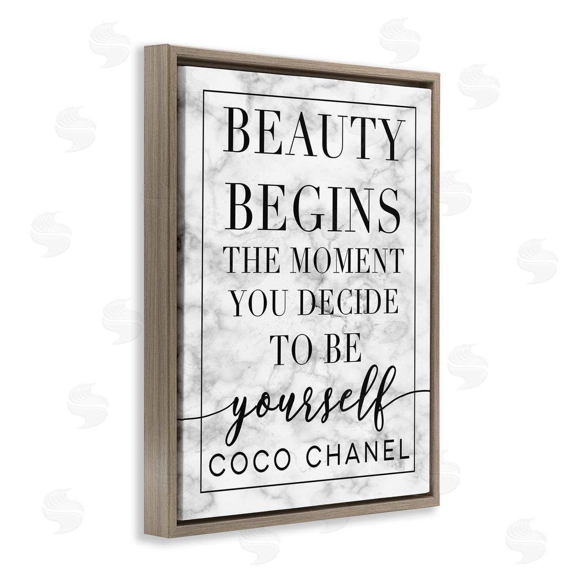 Beauty Begins Inspiring Quote Brown Floating Frame Canvas Wall Art, Home Decor by Stupell Studio