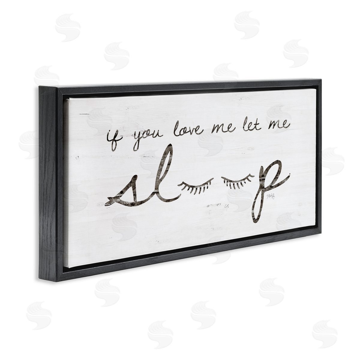 Let Me Sleep Phrase with Eyelashes Black Floating Frame Canvas Wall Art, Home Decor by Marla Rae