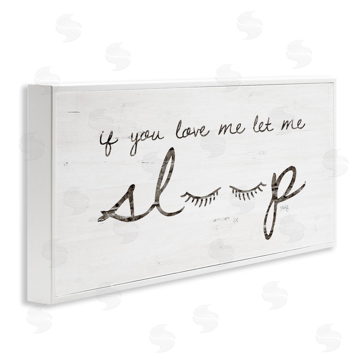 Let Me Sleep Phrase with Eyelashes White Frame Print Wall Art, Home Decor by Marla Rae