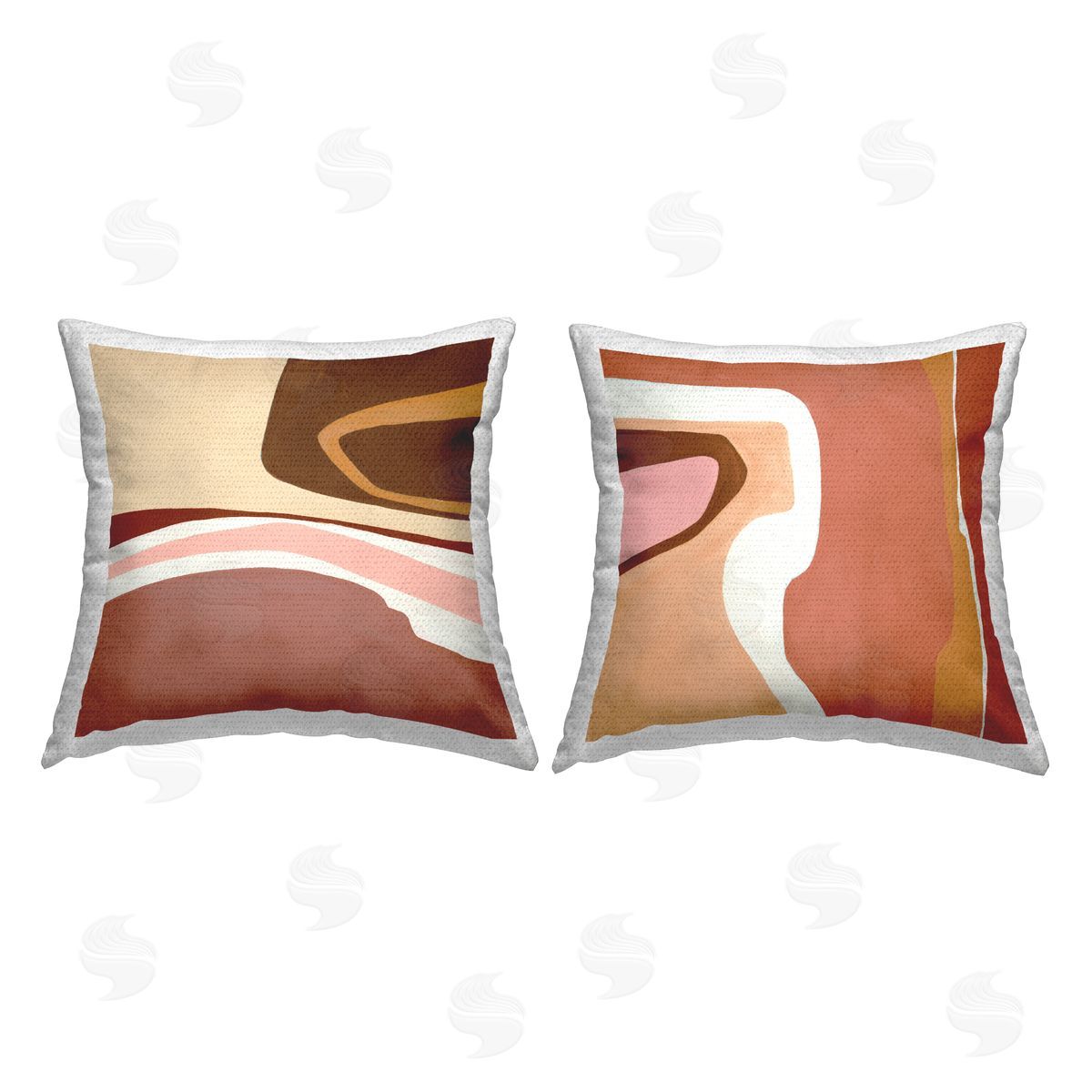 Southwestern Desert Abstract Landscape Grooved Shapes Outdoor Printed Pillow, Home Decor by Ruth Fromstein