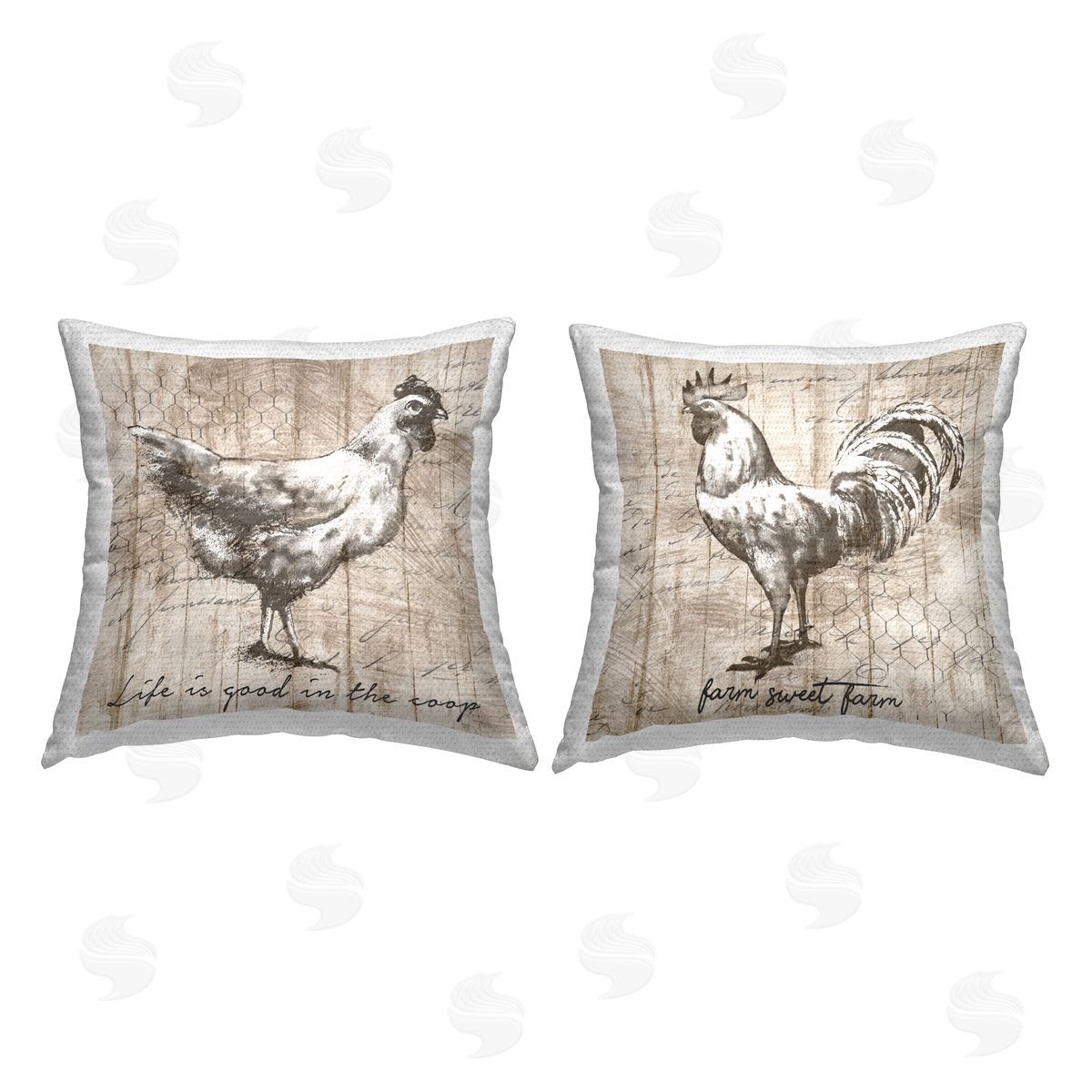 Vintage Farm Chicken Rooster Inspirational Phrases Outdoor Printed Pillow, Home Decor by Conrad Knutsen