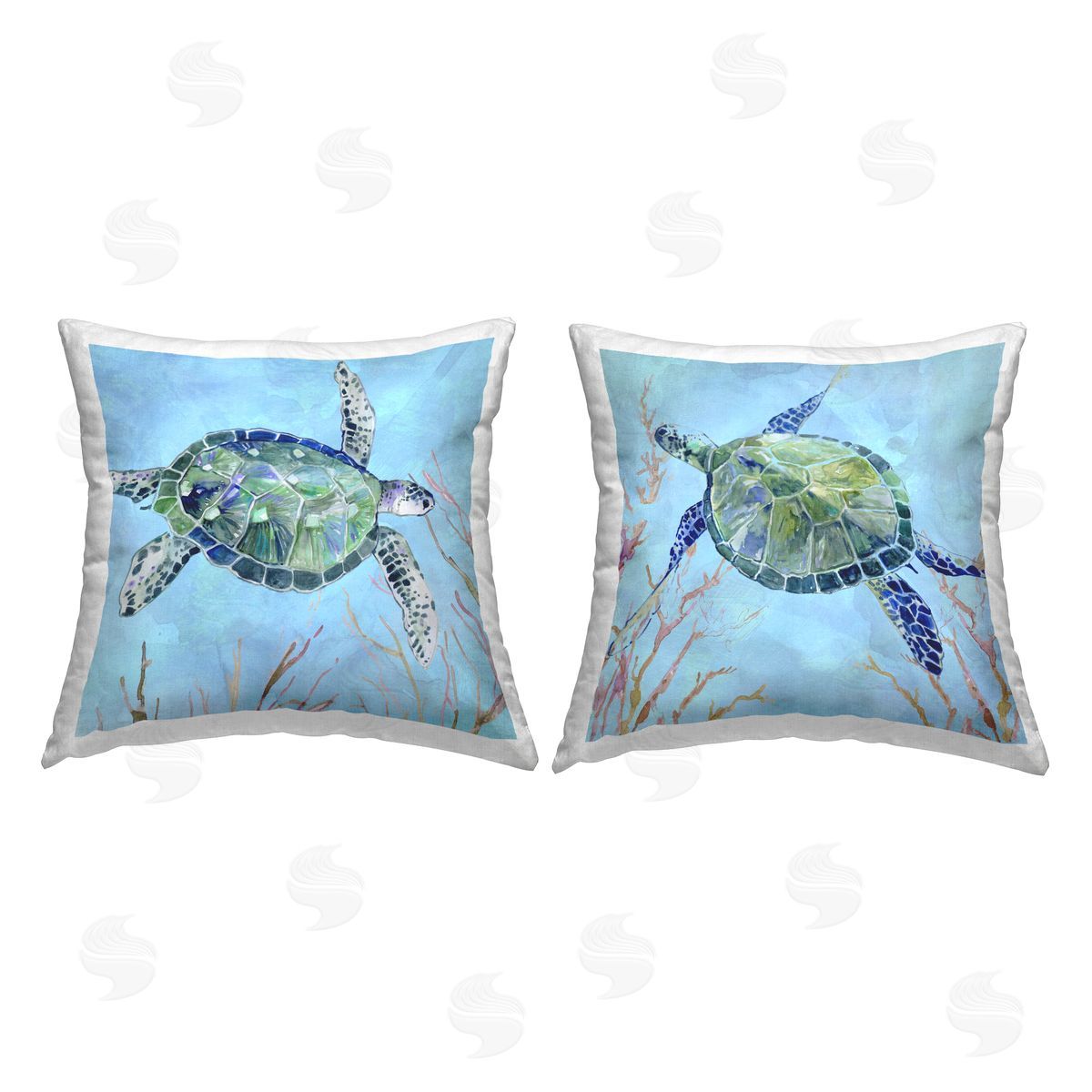 Abstract Ocean Deep Turtles Decorative Printed Pillow, Home Decor by Carol Robinson