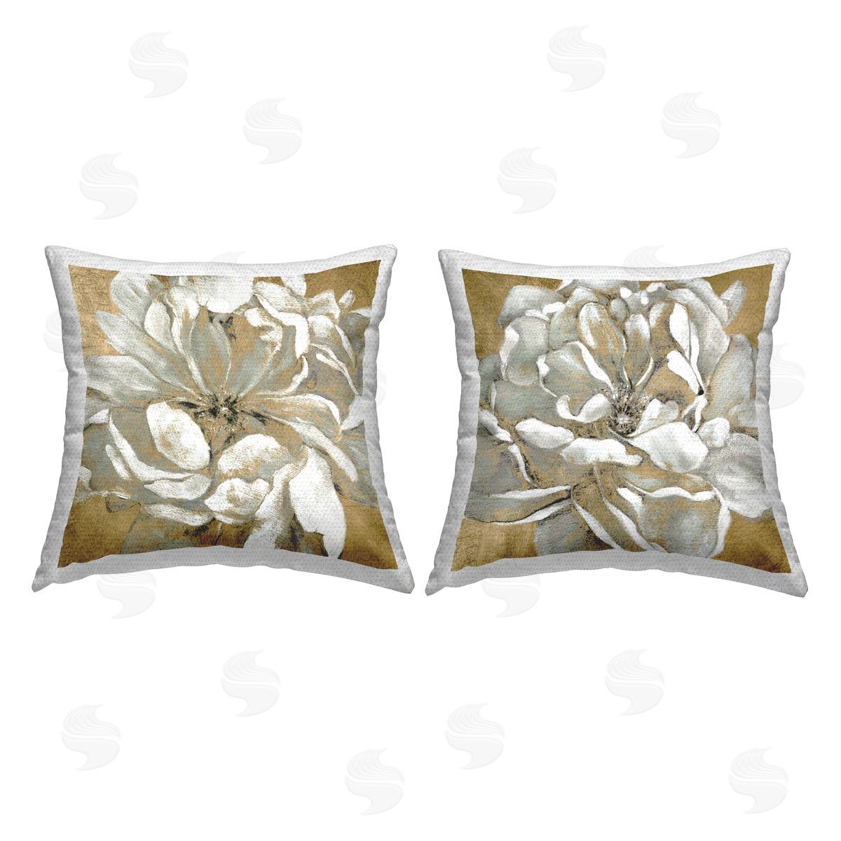 Blooming White Florals Modern Glam Flower Outdoor Printed Pillow, Home Decor by Carol Robinson