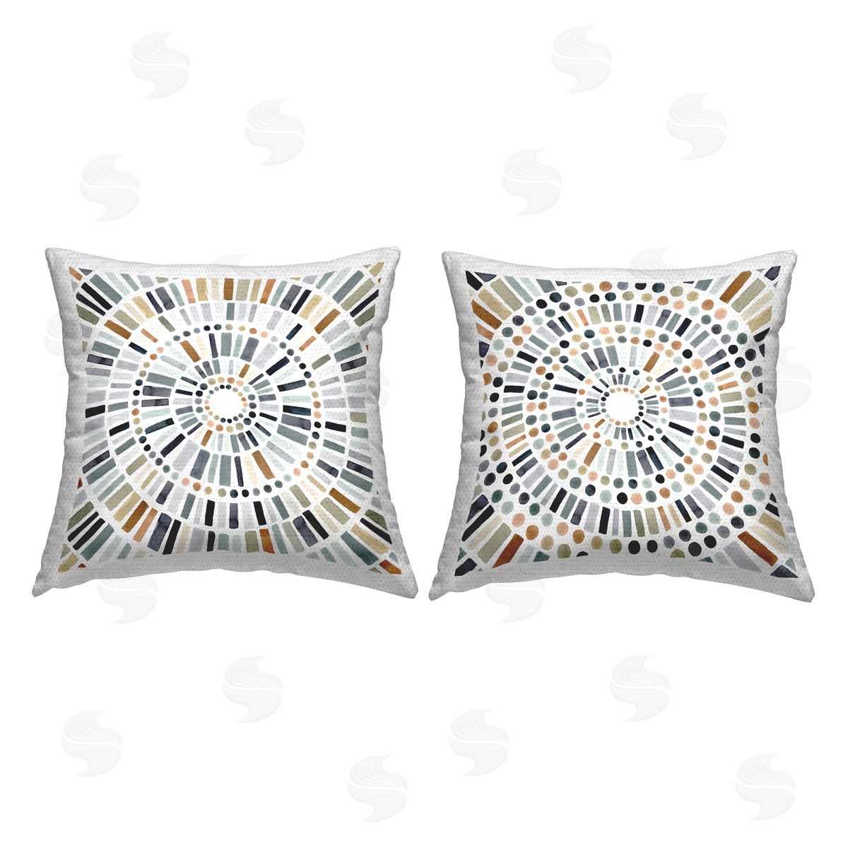 Circular Geometric Pattern Abstract Deco Collage Outdoor Printed Pillow, Home Decor by Victoria Barnes
