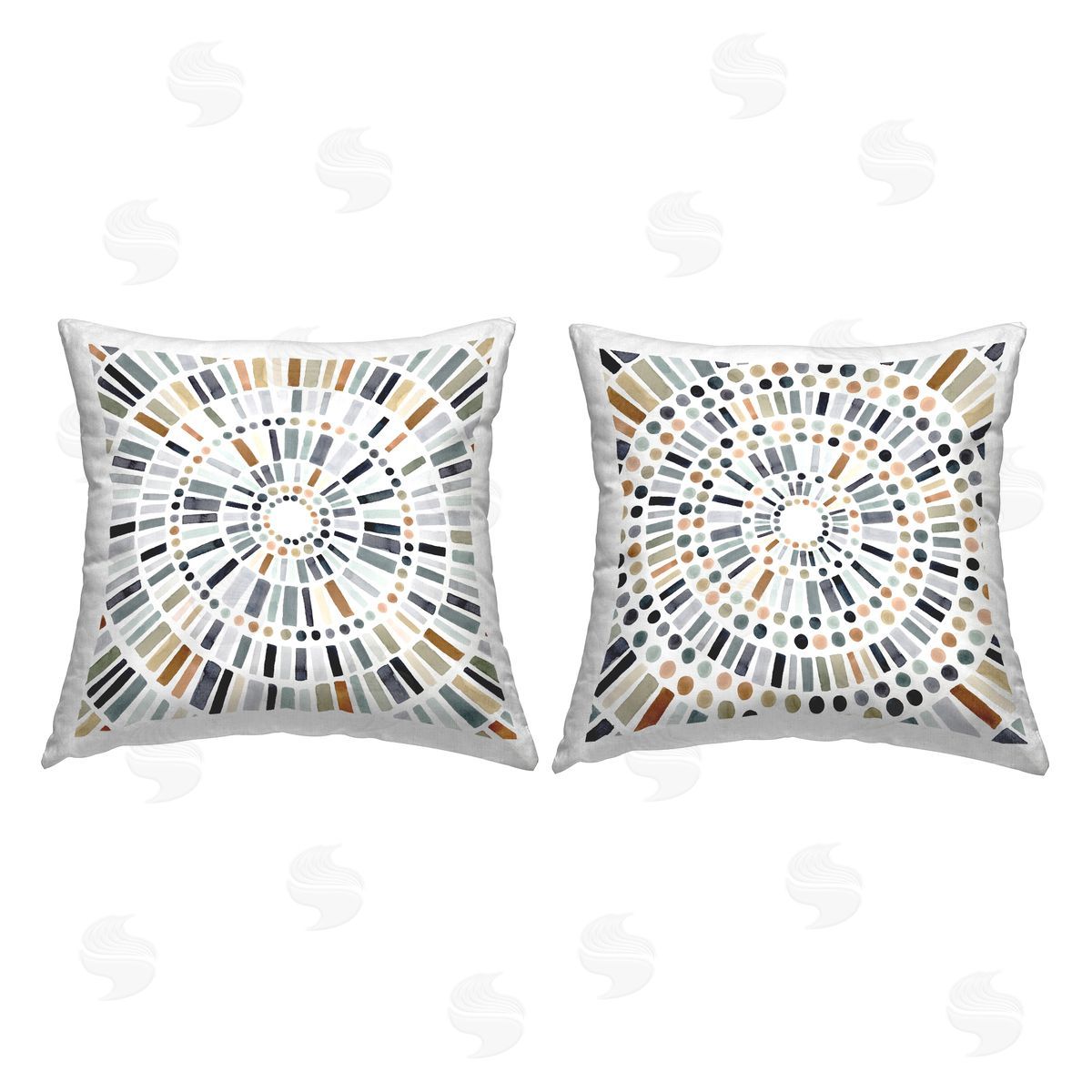 Circular Geometric Pattern Abstract Deco Collage Decorative Printed Pillow, Home Decor by Victoria Barnes