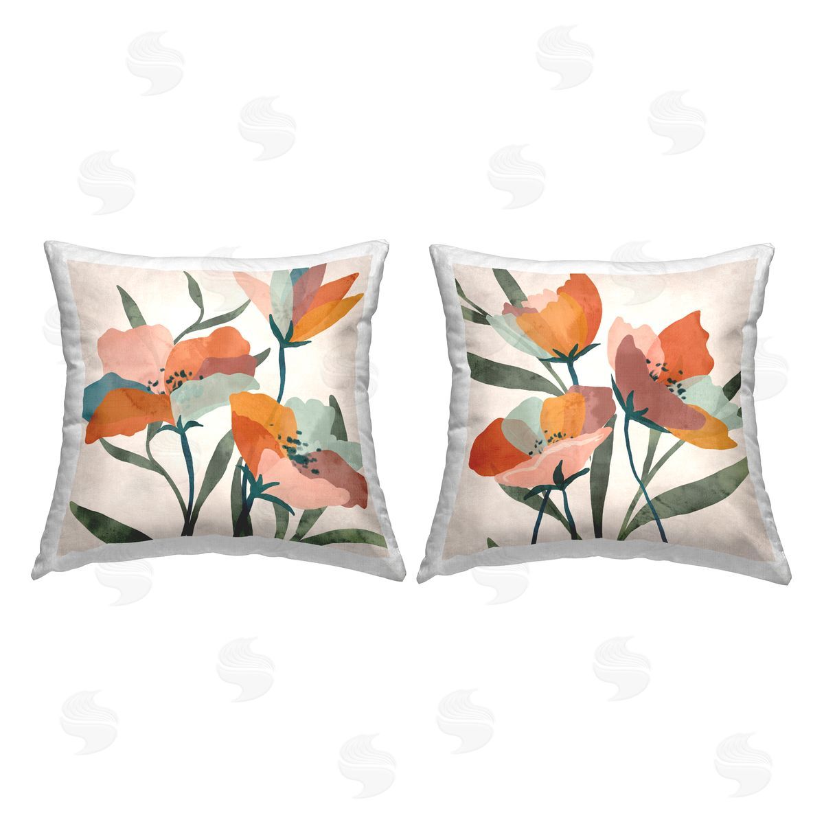 Modern Vivid Blocked Flower Petal Botanicals Decorative Printed Pillow, Home Decor by Nina Blue