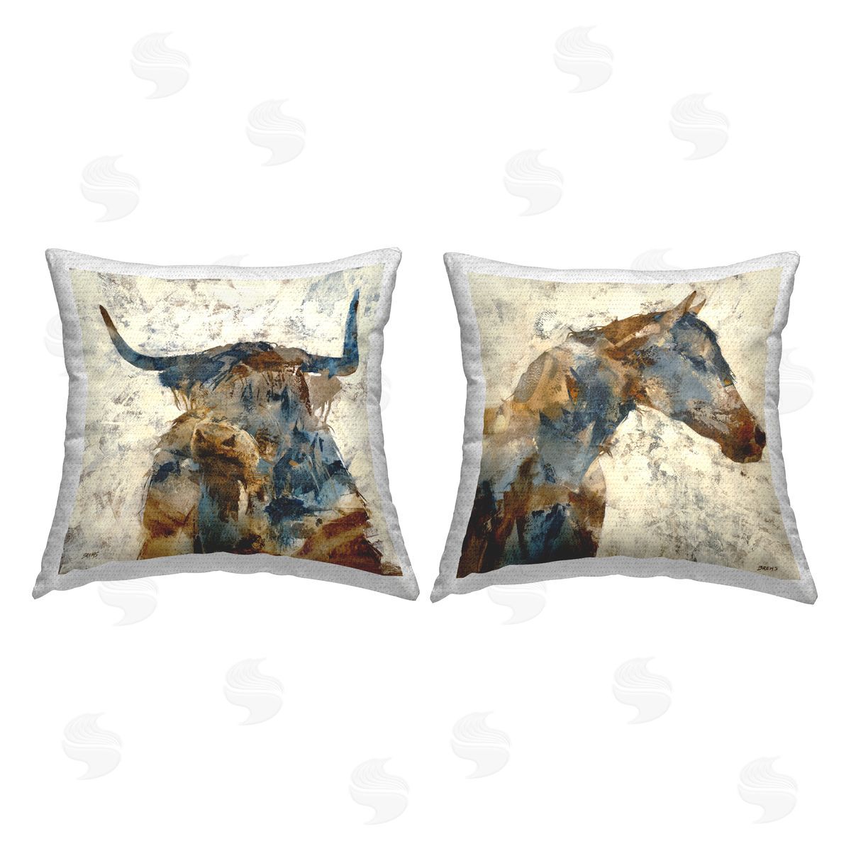 Rustic Layered Collage Pattern Country Farm Animals Outdoor Printed Pillow, Home Decor by Scott Brems