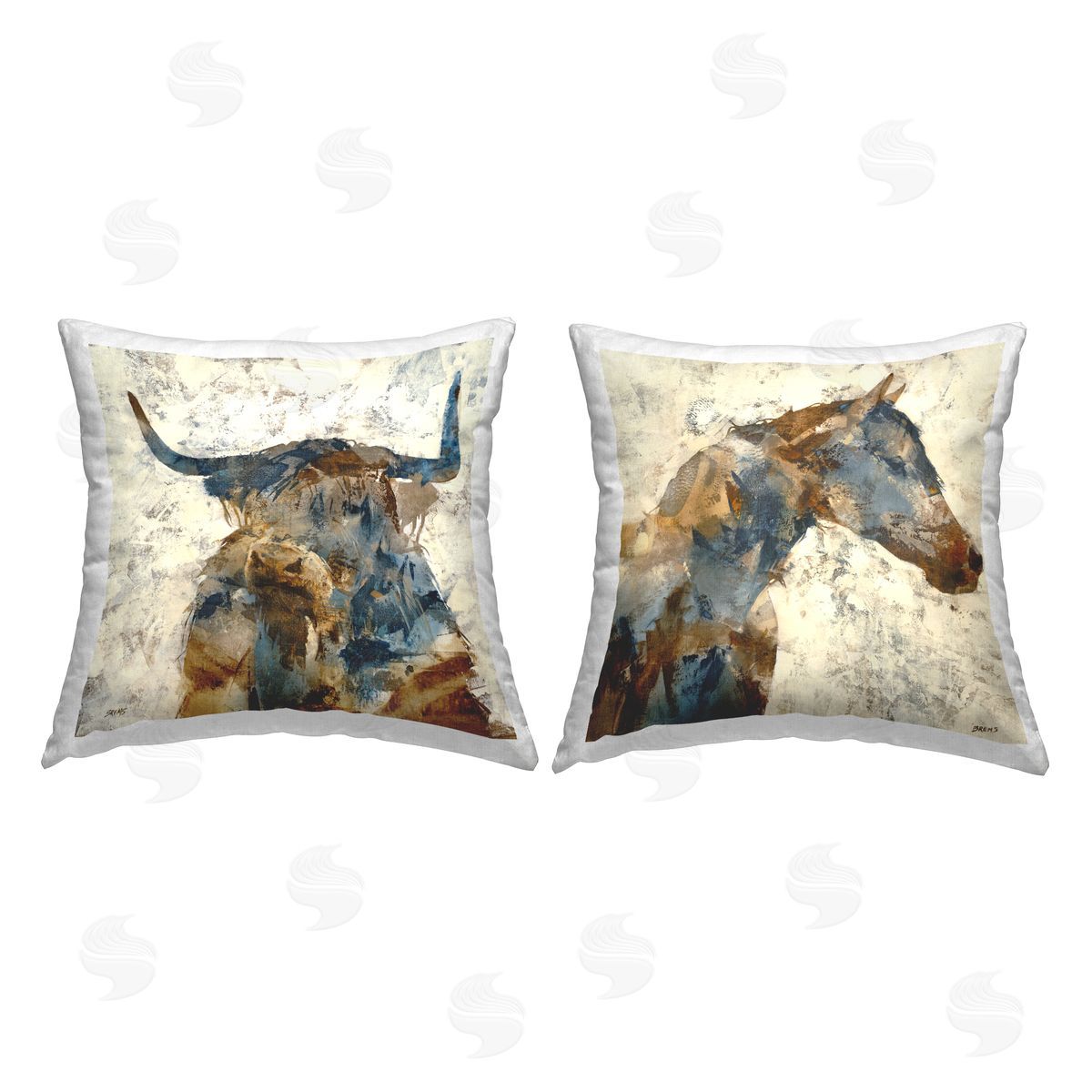 Rustic Layered Collage Pattern Country Farm Animals Decorative Printed Pillow, Home Decor by Scott Brems