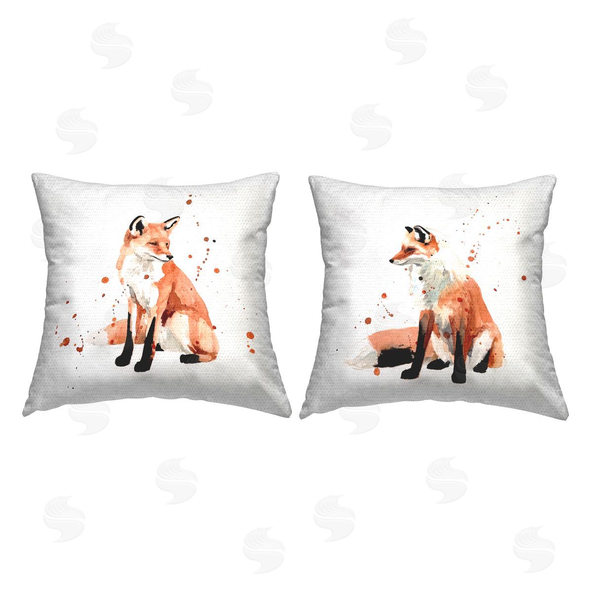 Sitting Red Fox Urban Splatter Nature Animal Outdoor Printed Pillow, Home Decor by Victoria Borges