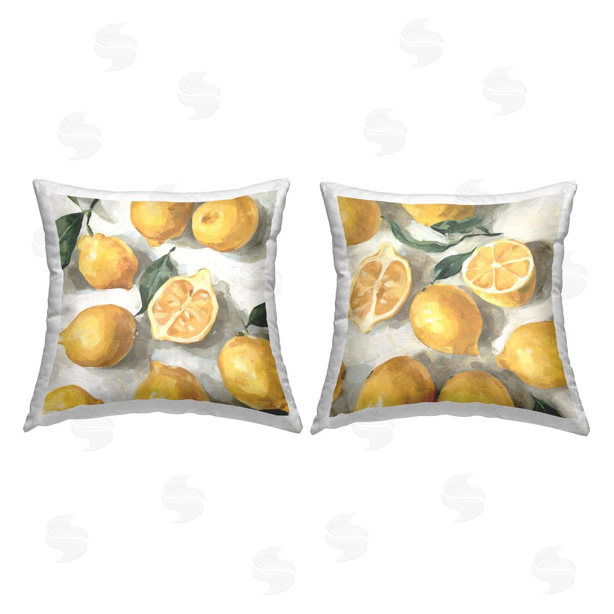 Country Citrus Fruit Scattered Lemons Still Life Decorative Printed Pillow, Home Decor by Emma Caroline