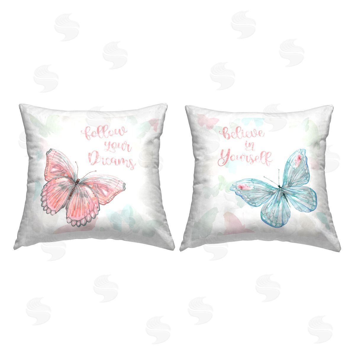 stupell industries Carol Robinson | Pastel Uplifting Phrases Butterflies Printed Throw Pillow Set