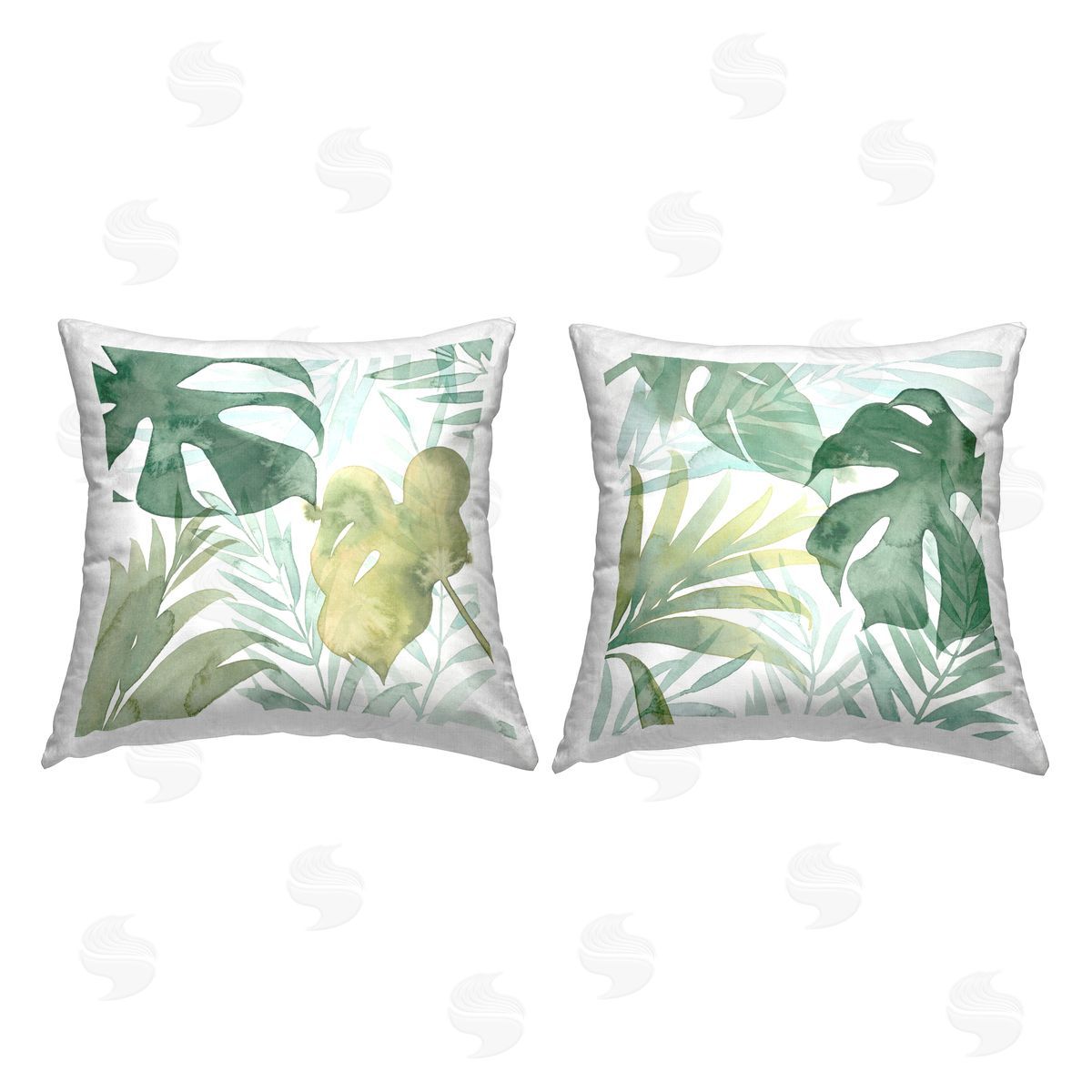 Tropical Green Leaves Pattern Decorative Printed Pillow, Home Decor by Grace Popp