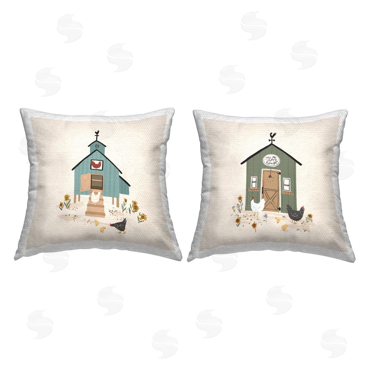 Hen House Chicken Coops Outdoor Printed Pillow, Home Decor by Loni Harris