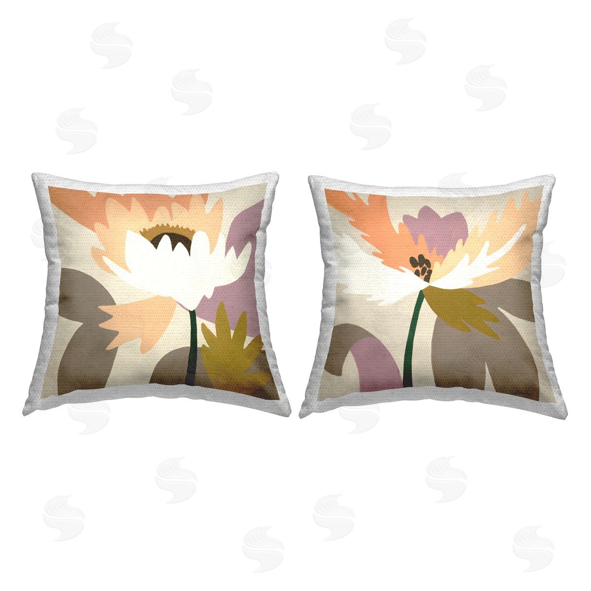 Contemporary Flower Petal Shapes Outdoor Printed Pillow, Home Decor by Liz Jardine