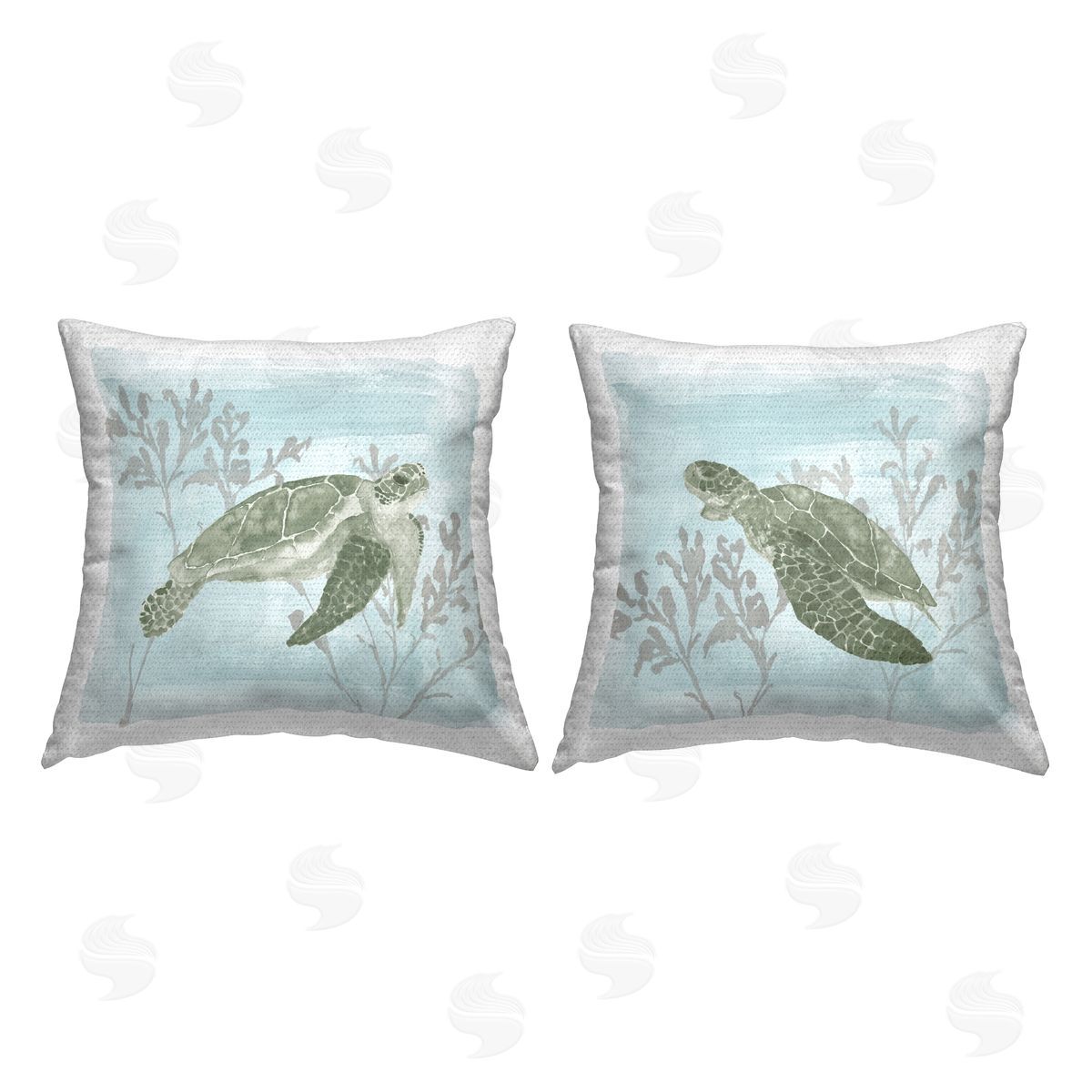 Turtles Swimming Coral Reef Outdoor Printed Pillow, Home Decor by Lucille Price