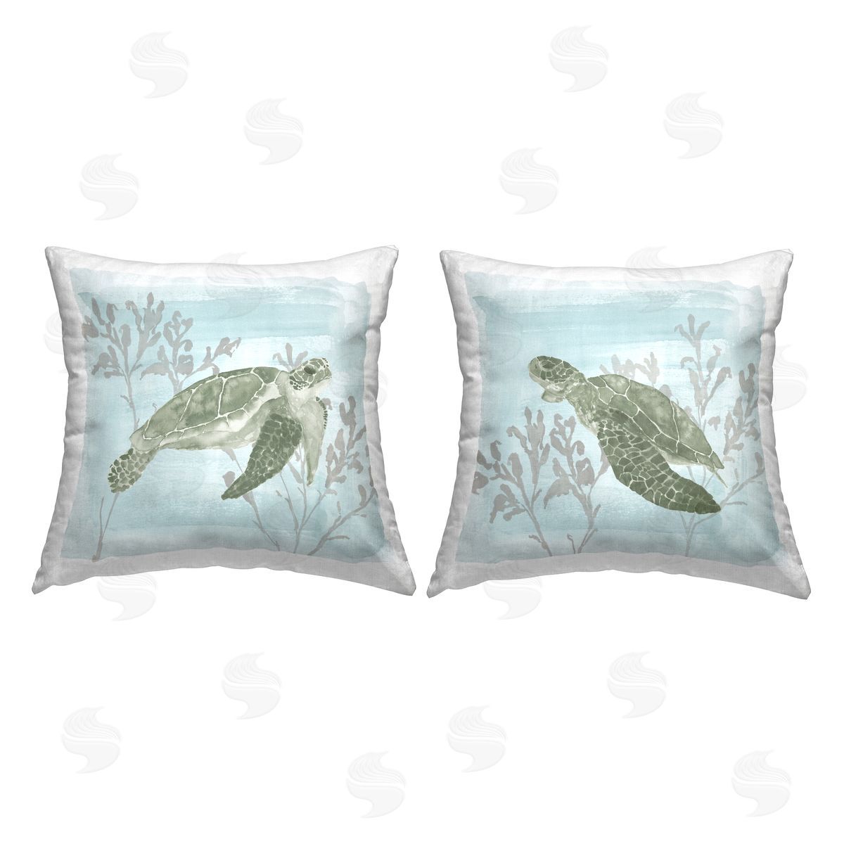 Turtles Swimming Coral Reef Decorative Printed Pillow, Home Decor by Lucille Price