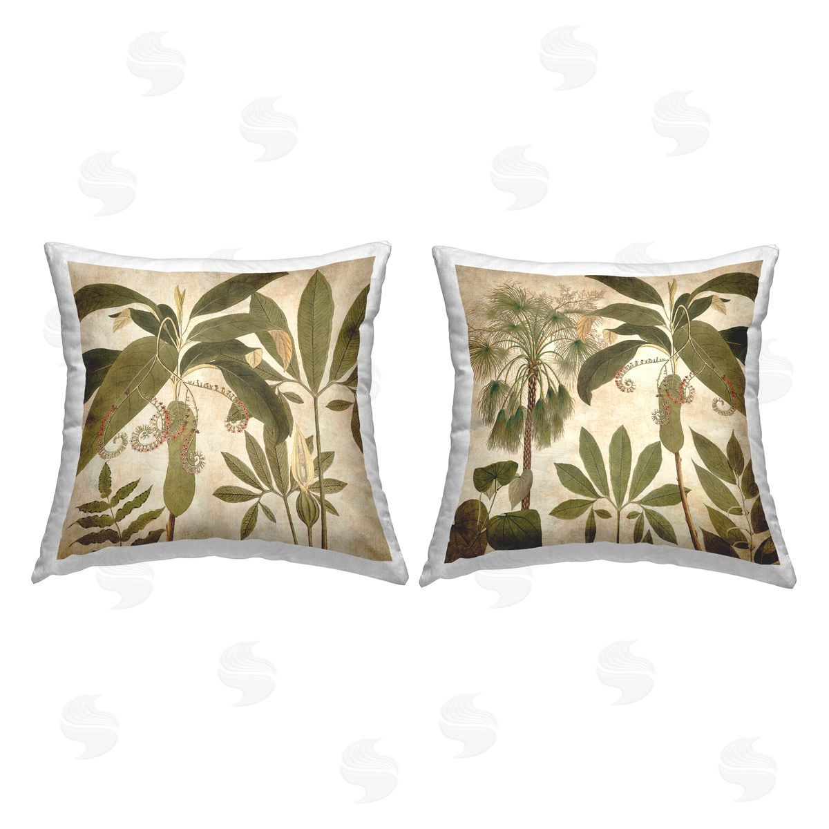 Vintage Vegetation Leaves Decorative Printed Pillow, Home Decor by Chris Donovan