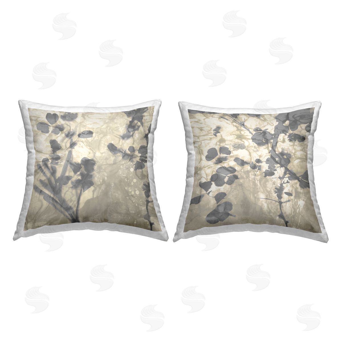 Modern Grey Fluid Botanicals Decorative Printed Pillow, Home Decor by Danielle Carson