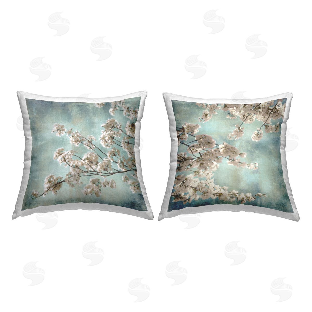 Budding Spring Cherry Blossoms Decorative Printed Pillow, Home Decor by John Seba