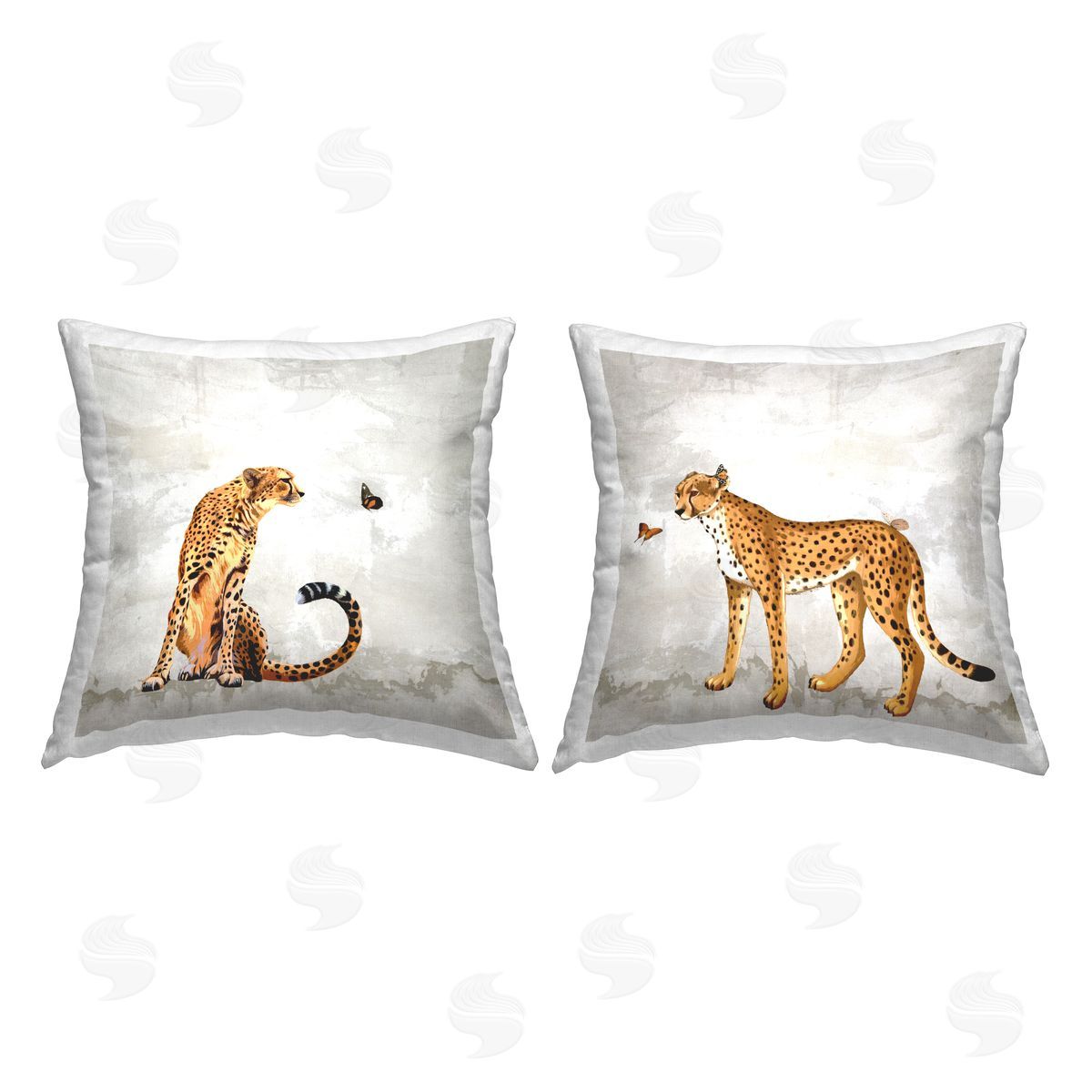 Cheetah & Butterfly Friends Decorative Printed Pillow, Home Decor by Karen Smith