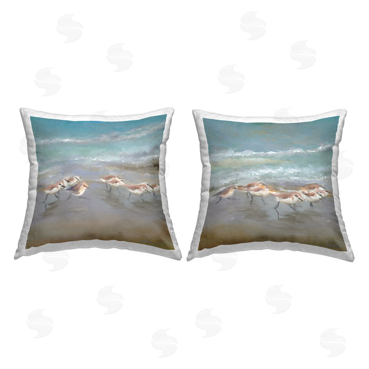Sandpiper Bird Flock Sea Shore Decorative Printed Pillow, Home Decor by Rick Novak