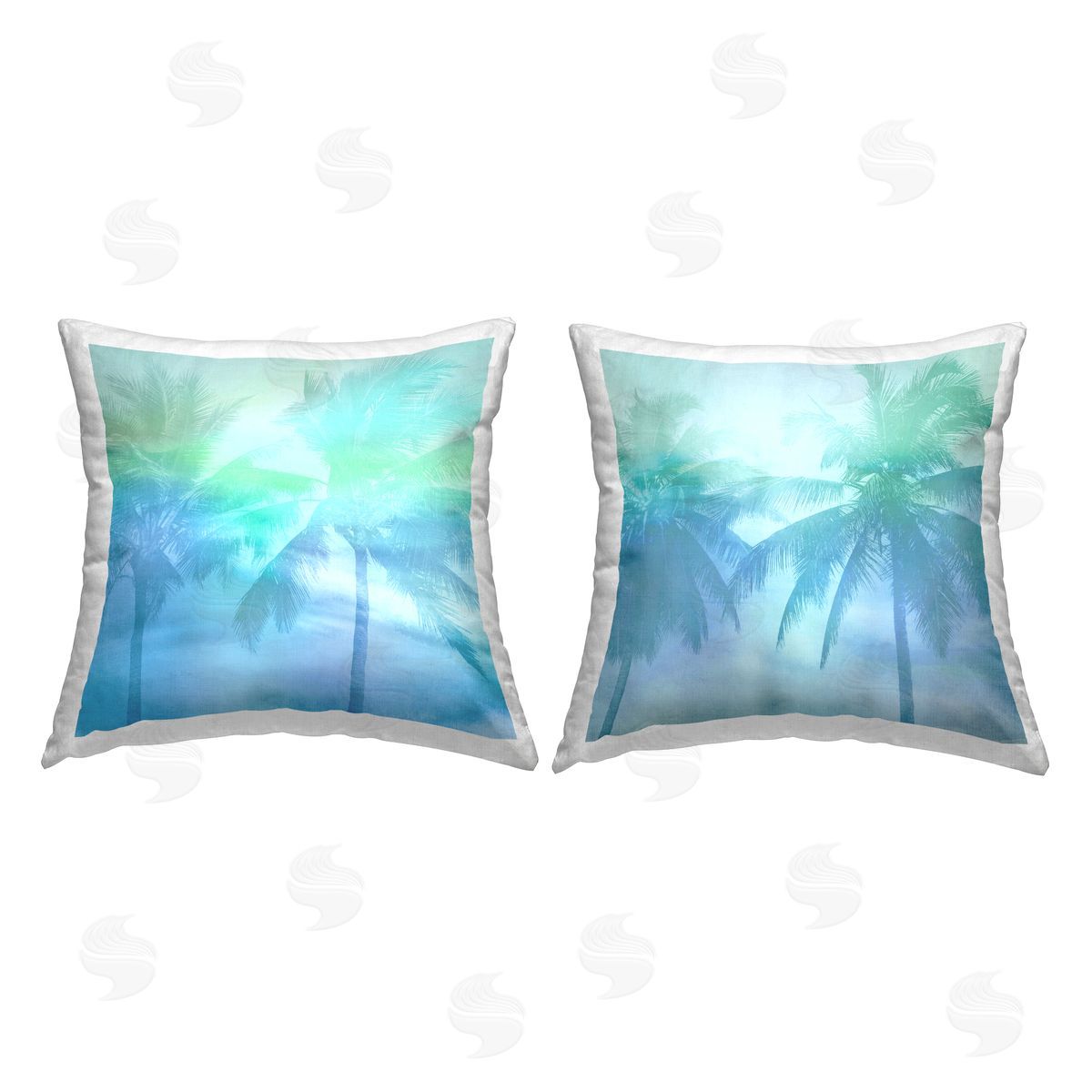Bold Blue Summer Palms Decorative Printed Pillow, Home Decor by Mia Jensen