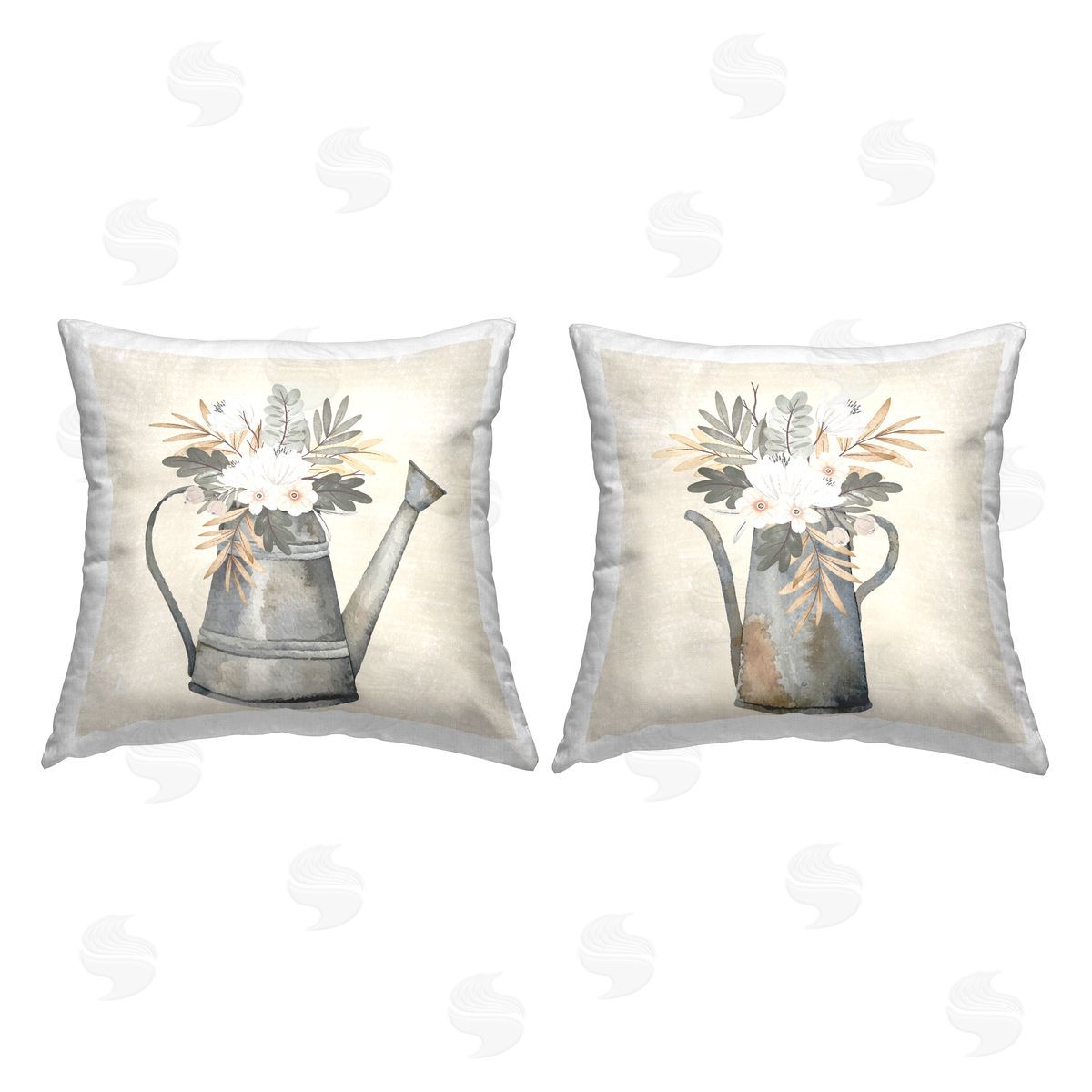 Nicole DeCamp Country Flower Bouquet Tins Printed Plush Polyester Throw Pillow