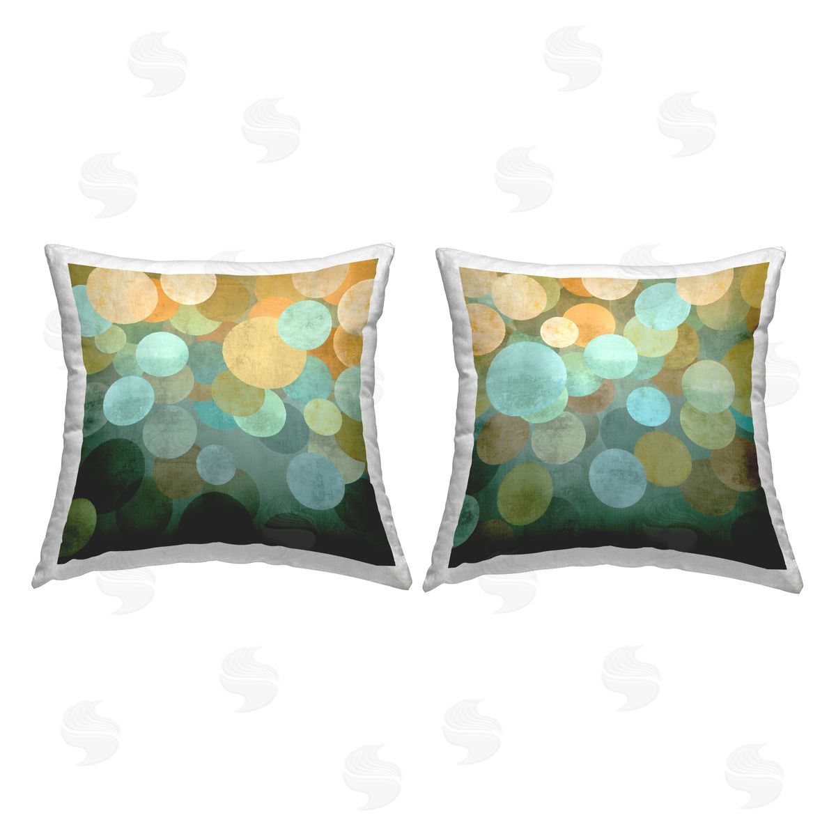 Abstract Teal Polka Dots Decorative Printed Pillow, Home Decor by Brent Nelson