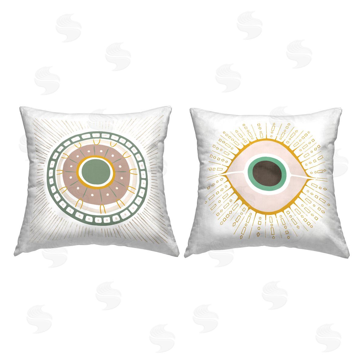 Abstract Evil Eye Symbols Decorative Printed Pillow, Home Decor by Ziwei Li