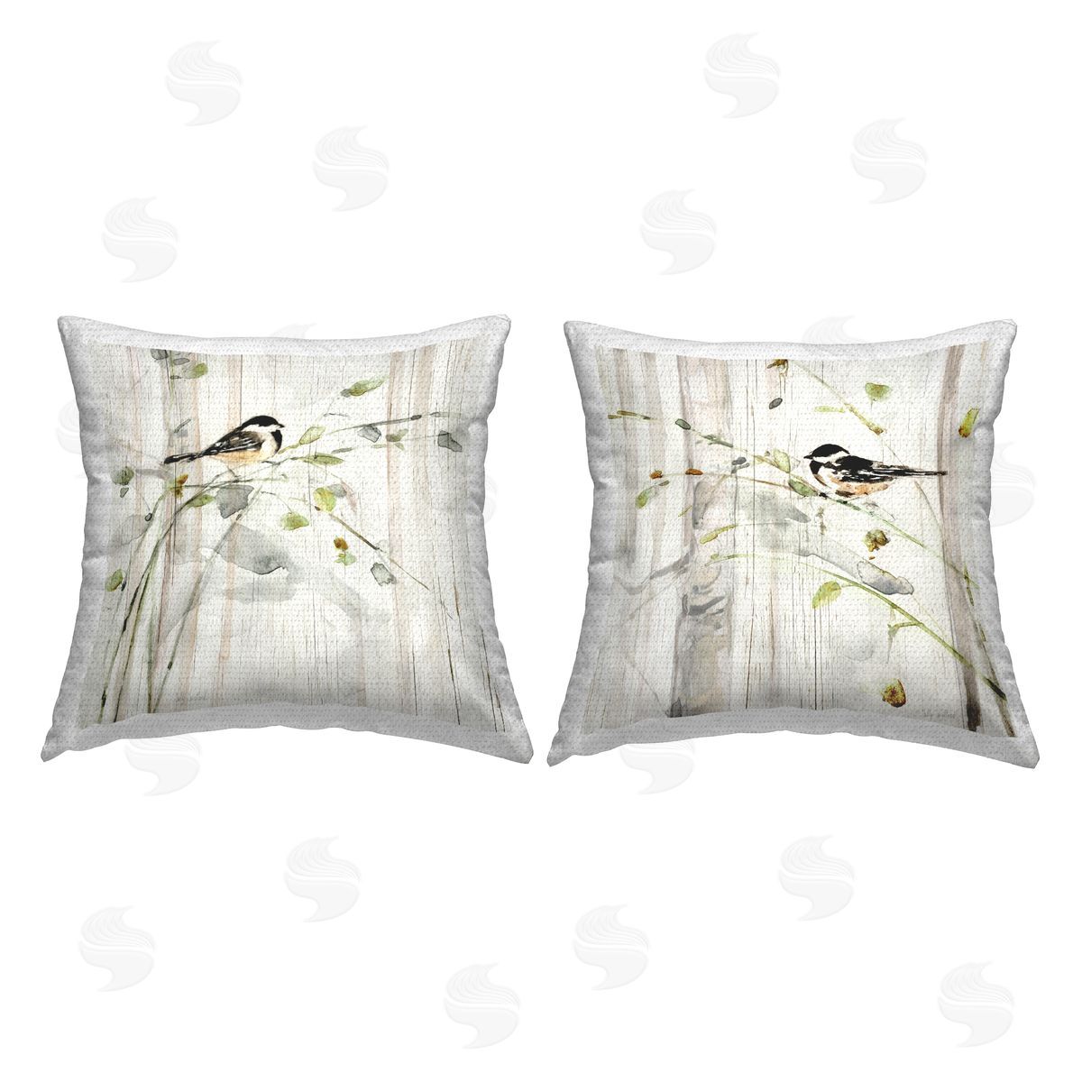 Perched Magpies Country Botanicals Outdoor Printed Pillow, Home Decor by Sally Swatland