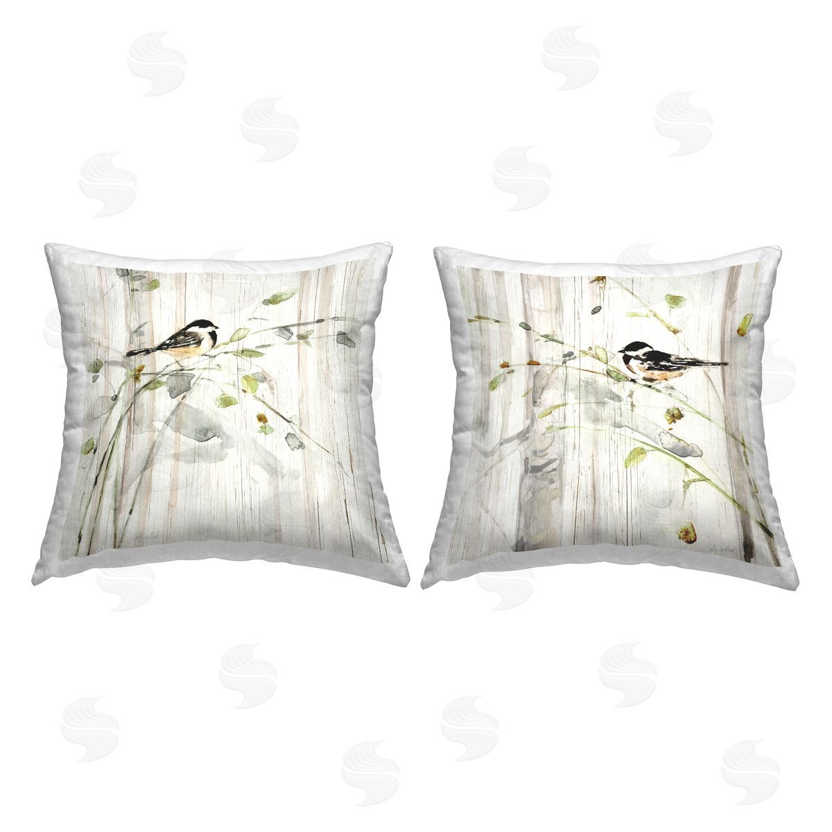 Perched Magpies Country Botanicals Decorative Printed Pillow, Home Decor by Sally Swatland
