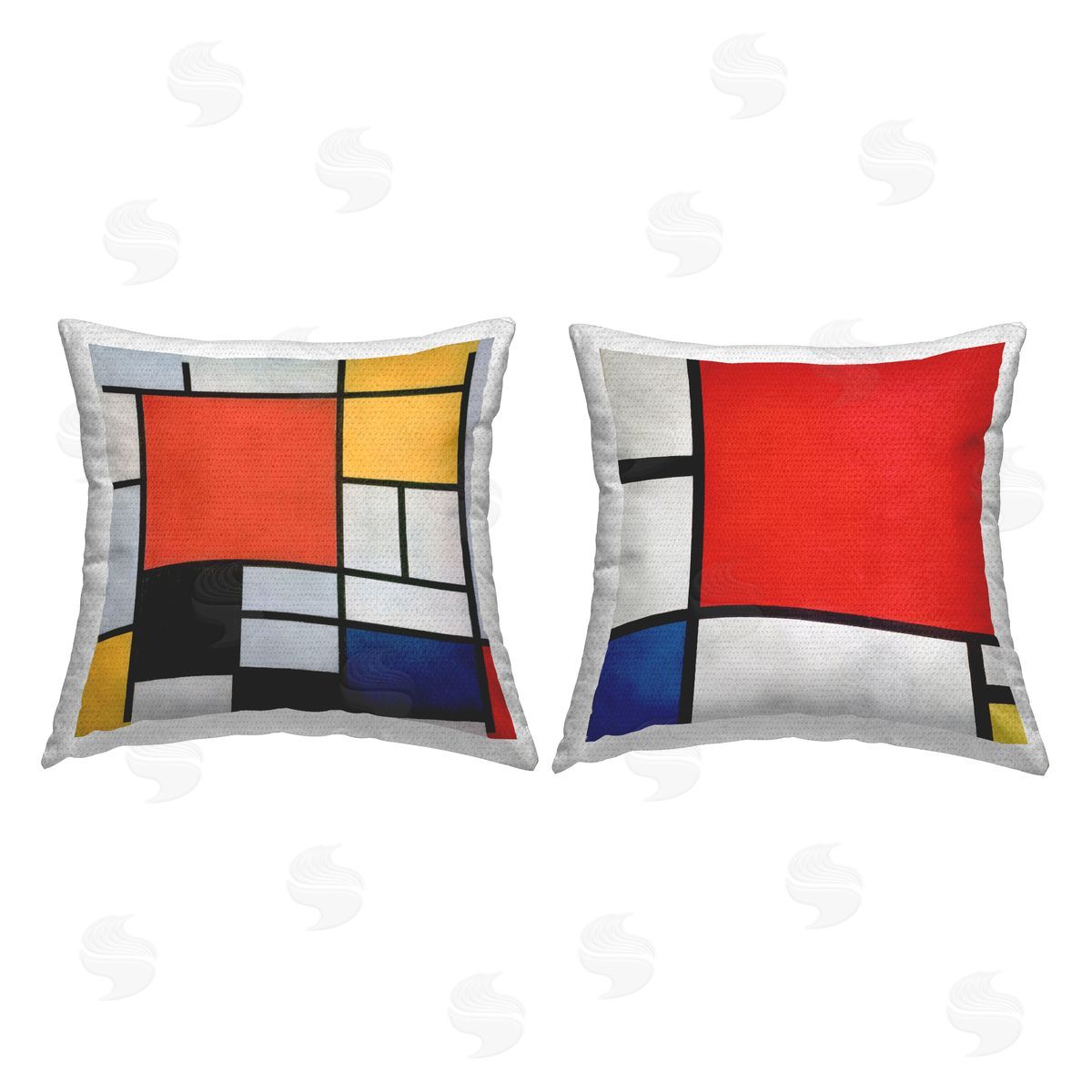 one1000paintings Piet Mondrian Classic Geometric Squares Outdoor Quick-Dry Polyester Printed Throw Pillow
