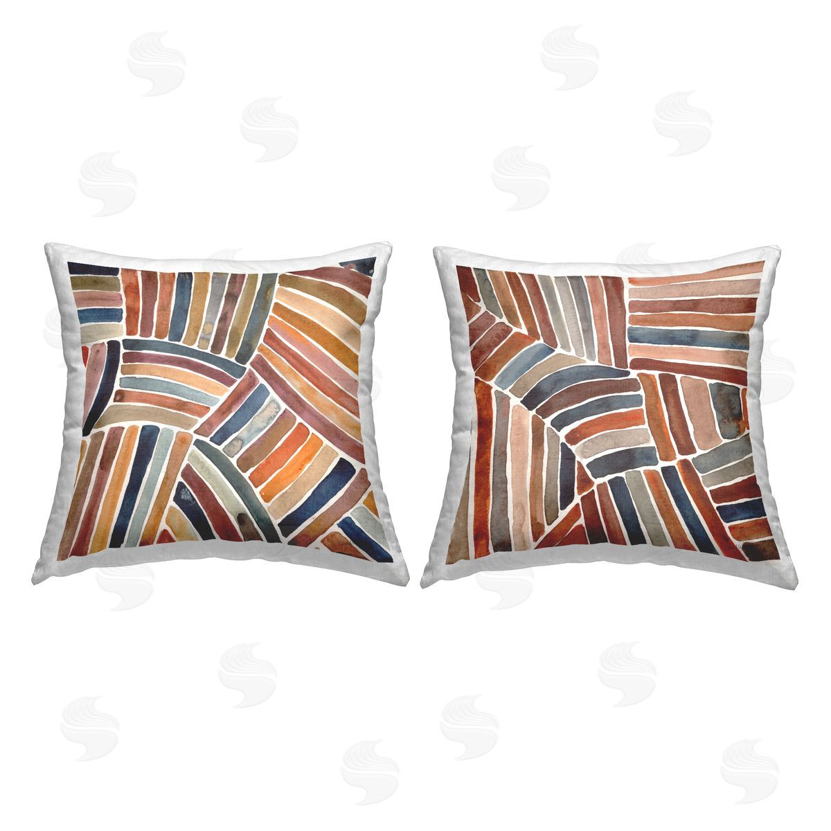 Muted Boho Patterned Stripes Decorative Printed Pillow, Home Decor by Cheryl Warrick