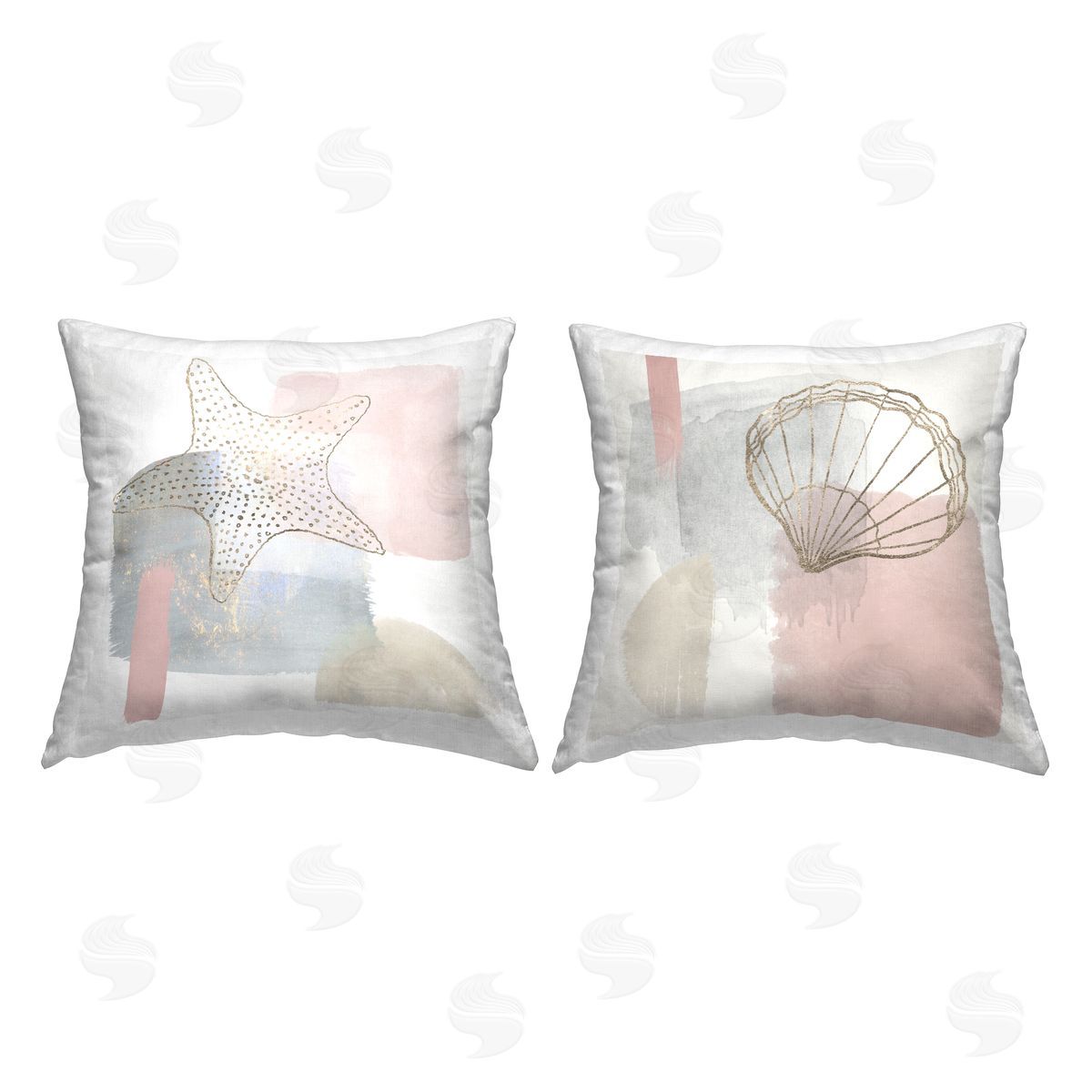 Pastel Sea Life Collage Decorative Printed Pillow, Home Decor by Christine Zalewski