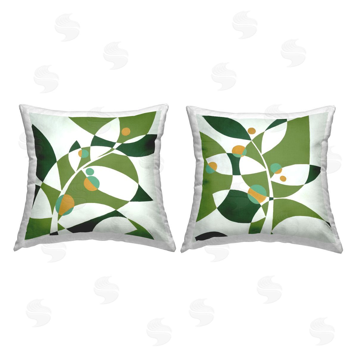 Green Abstract Plant Leaves Decorative Printed Pillow, Home Decor by Liz Jardine
