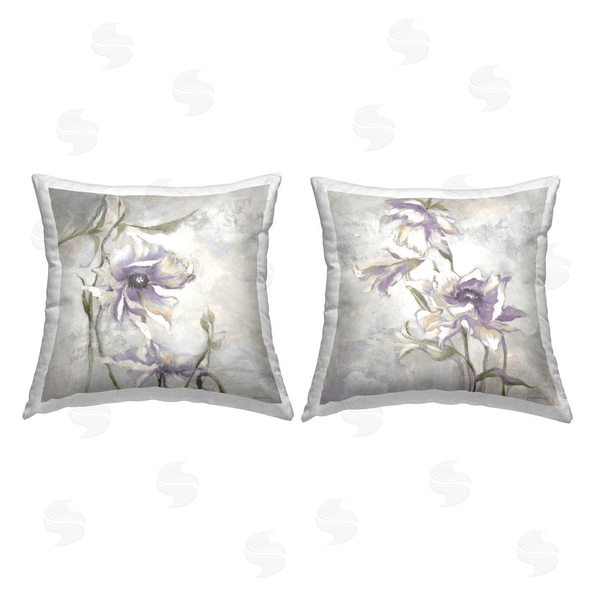 Purple Traditional Blossoms Decorative Printed Pillow, Home Decor by Liz Jardine