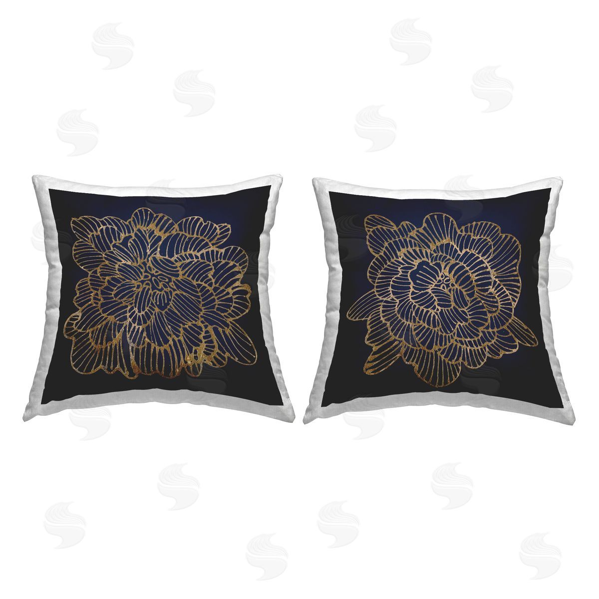 Black & Glam Blossoms Decorative Printed Pillow, Home Decor by Liz Jardine