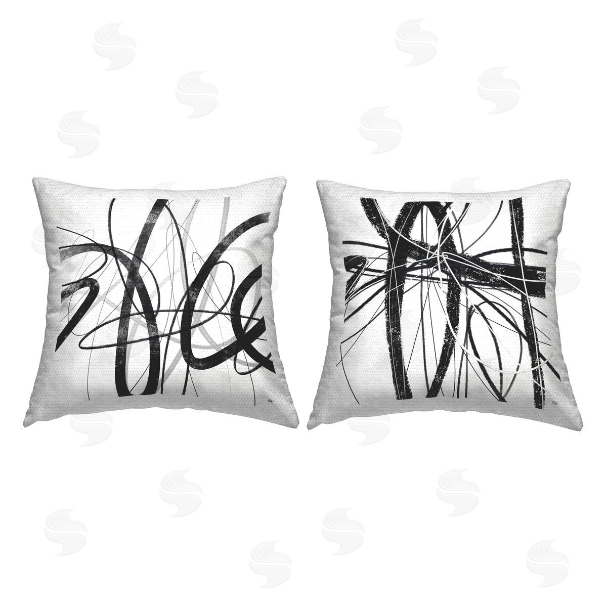 Abstract Chaotic Scribble Outdoor Printed Pillow, Home Decor by Lisa Ridgers