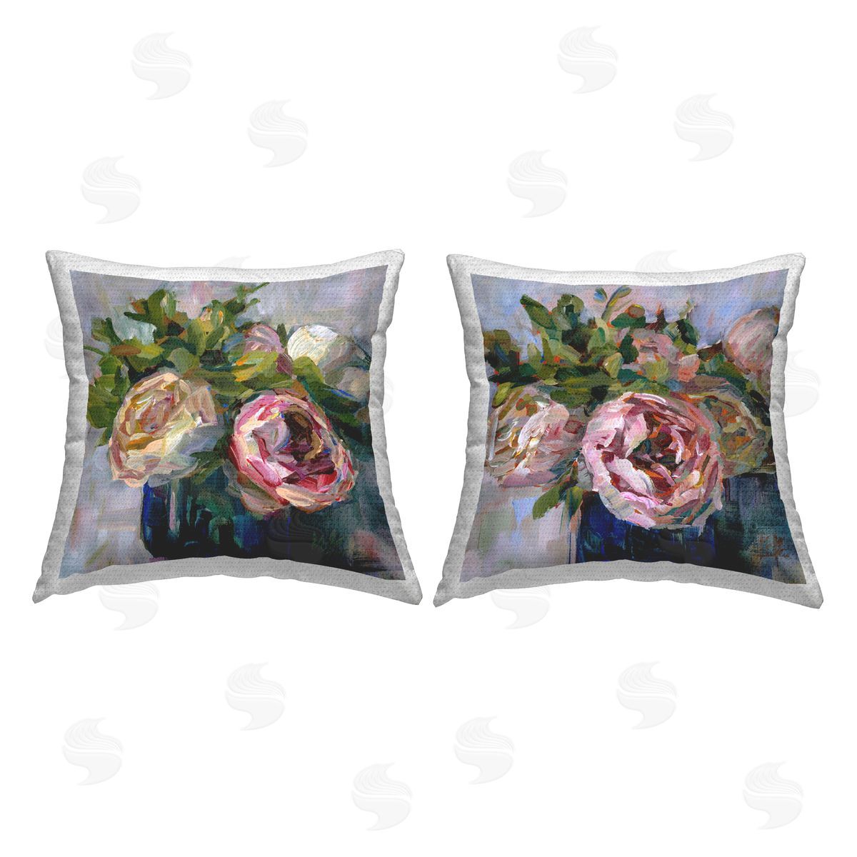 Pink Modern Rose Bouquets Outdoor Printed Pillow, Home Decor by Borcherding