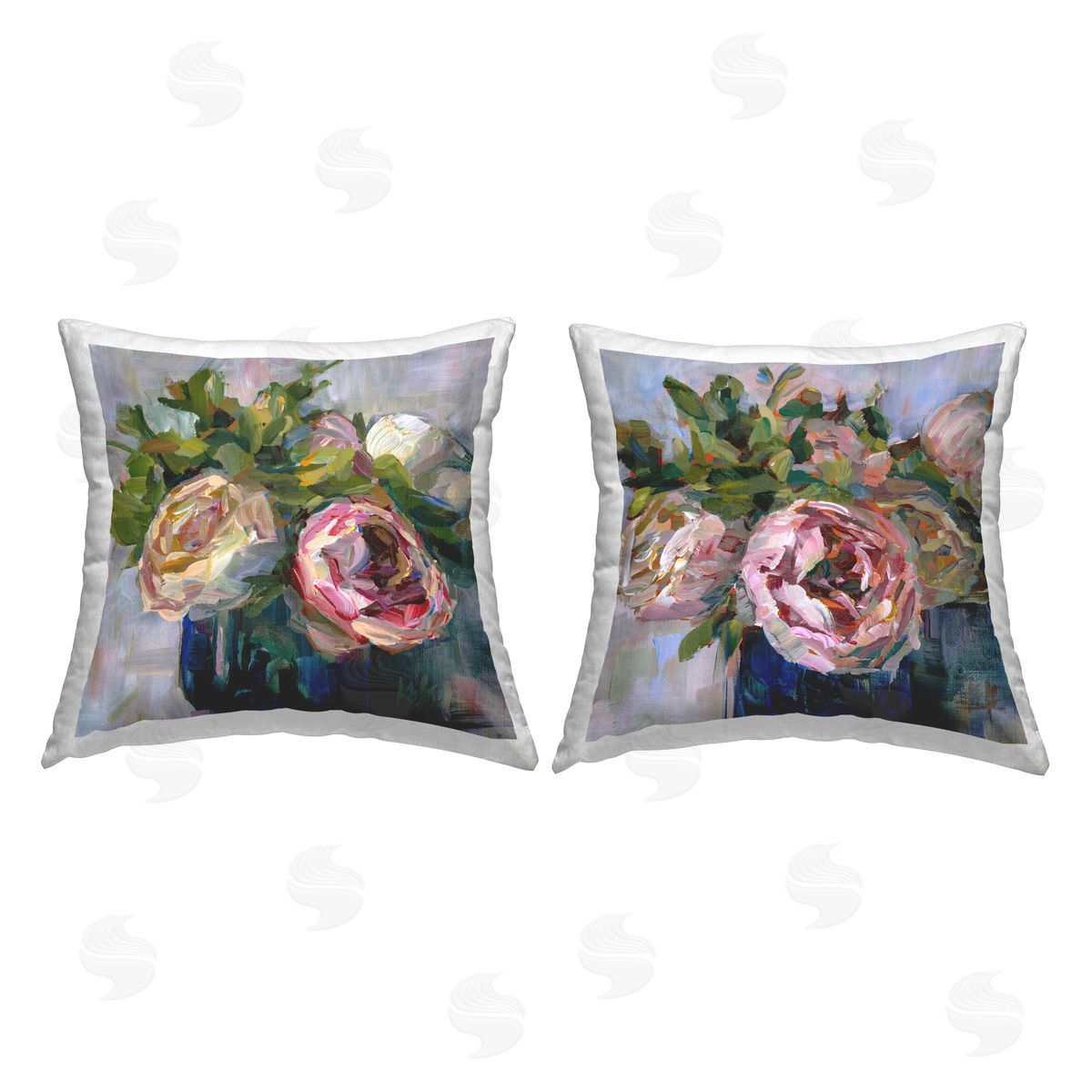 Pink Modern Rose Bouquets Decorative Printed Pillow, Home Decor by Borcherding