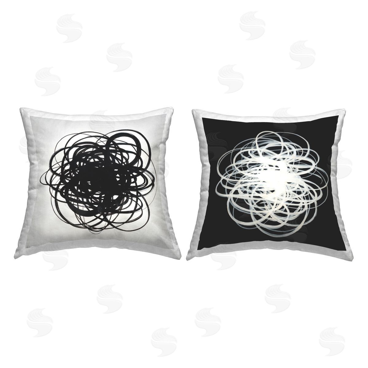Black & White Chaotic Scribble Decorative Printed Pillow, Home Decor by KC Haxton