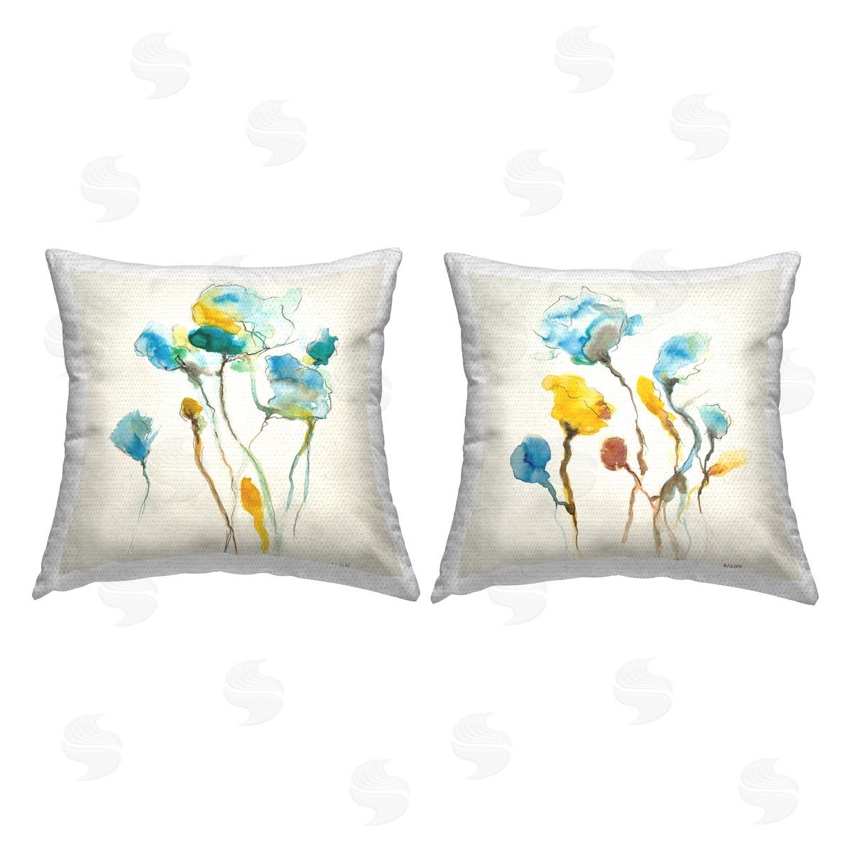 Varied Roses Abstract Plants Outdoor Printed Pillow, Home Decor by Patti Mann