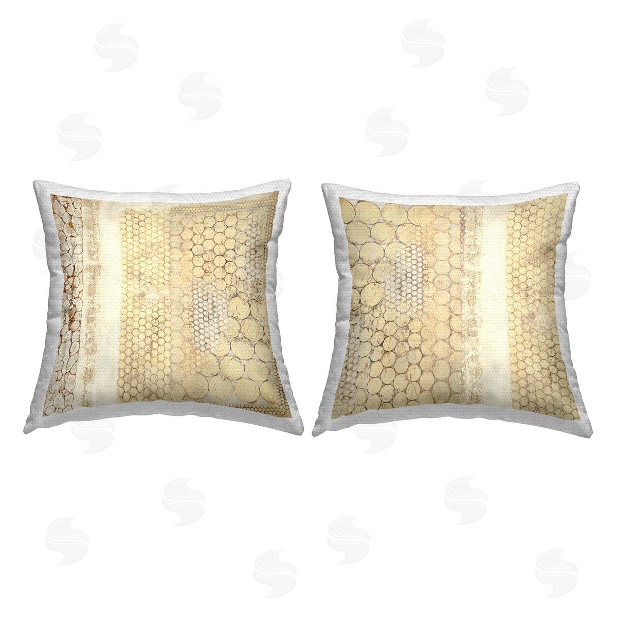 Rustic Beige Geometric Pattern Outdoor Printed Pillow, Home Decor by Laura Van Horne