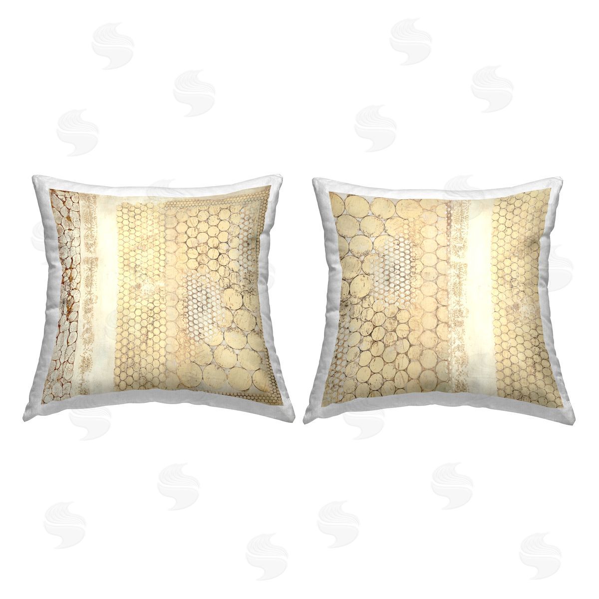 Rustic Beige Geometric Pattern Decorative Printed Pillow, Home Decor by Laura Van Horne
