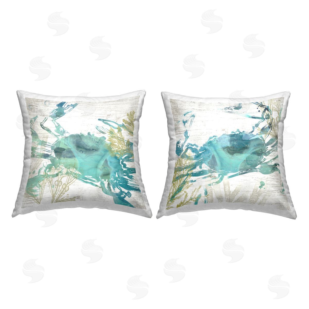 Rustic Turquoise Crabs Decorative Printed Pillow, Home Decor by June Erica Vess
