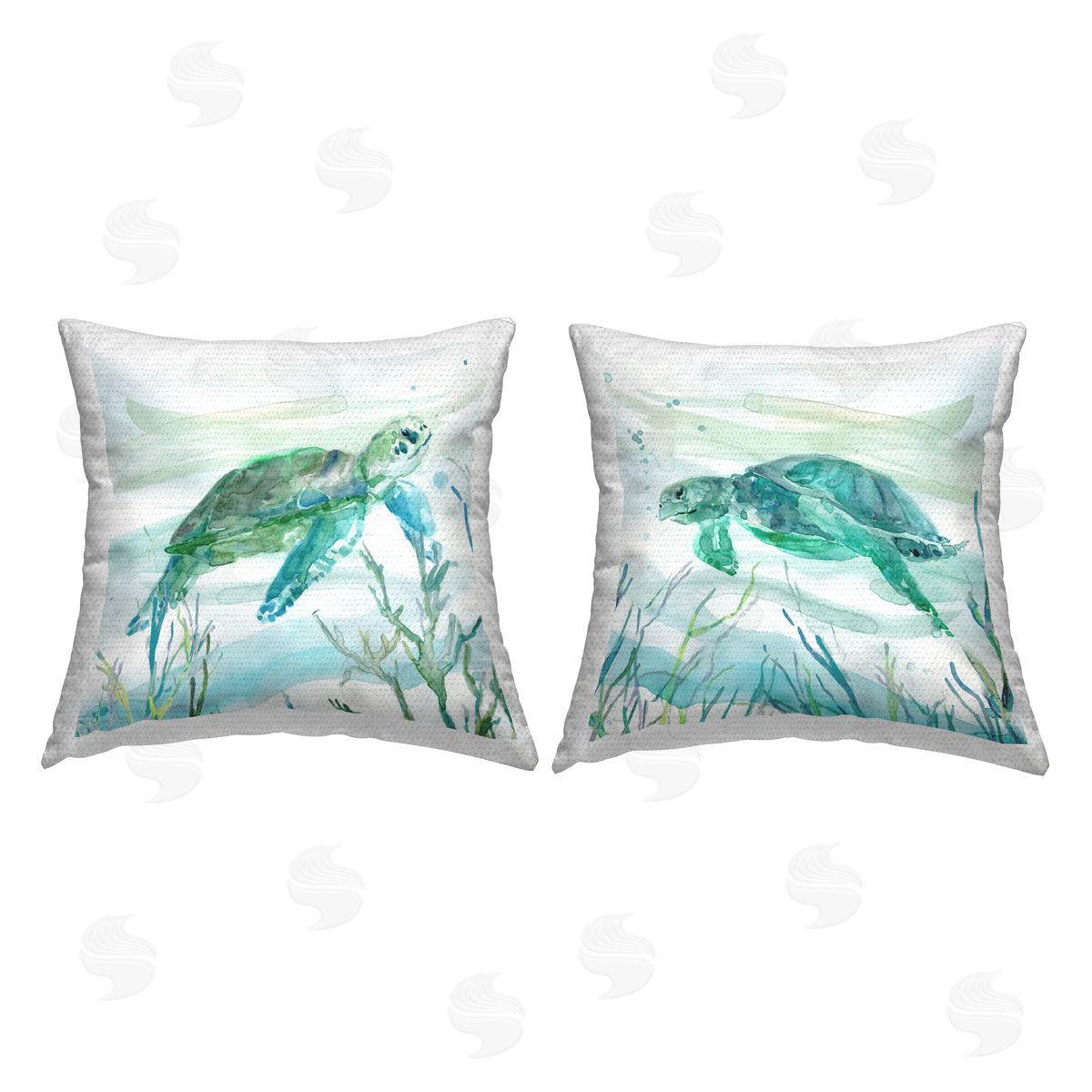 Underwater Turtles Swimming Outdoor Printed Pillow, Home Decor by Carol Robinson