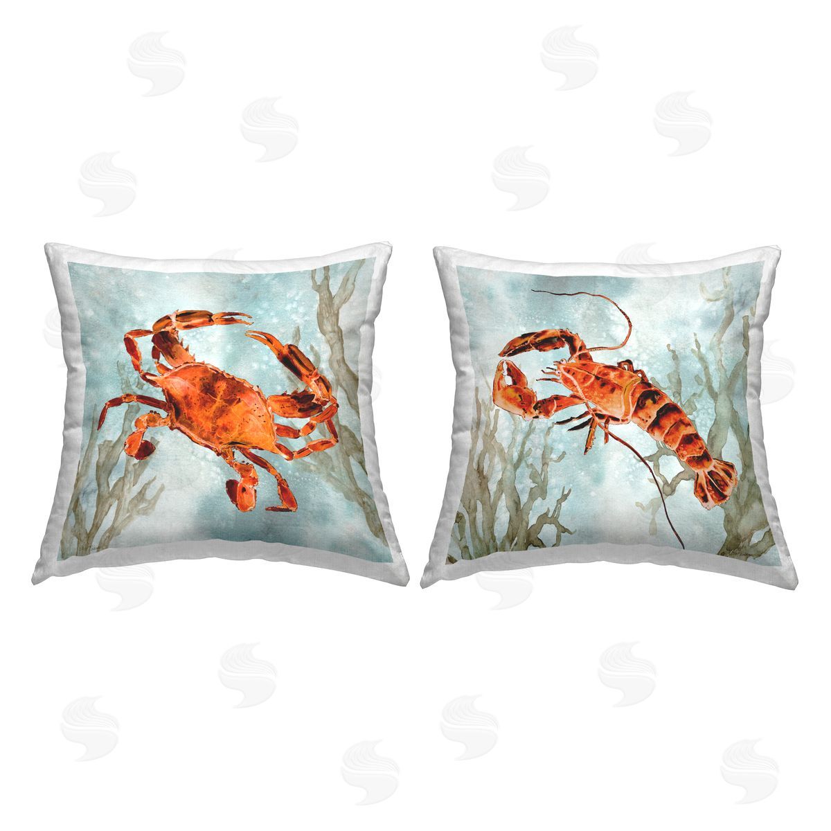 Underwater Crab & Lobster Decorative Printed Pillow, Home Decor by Carol Robinson