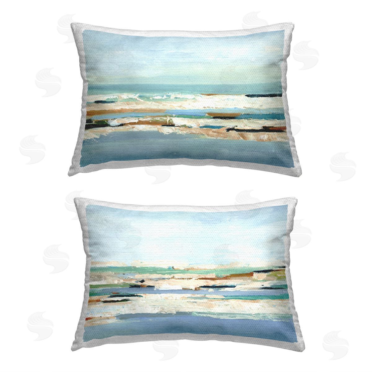 Ethan Harper Blue Abstract Landscape Outdoor Quick-Dry Polyester Printed Throw Pillow