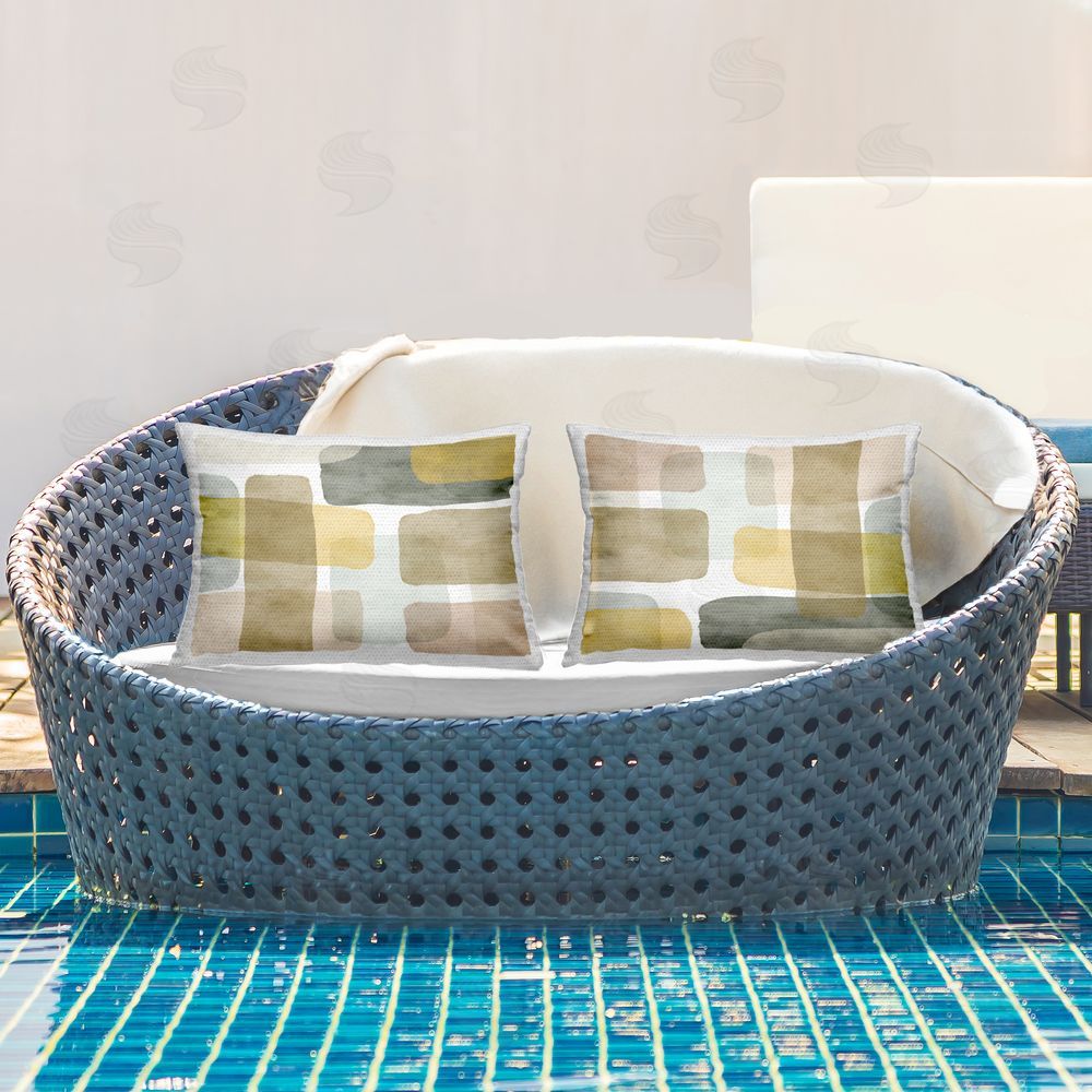 Jim Schlotzhauer Geometric Yellow Accent Outdoor Quick-Dry Polyester Printed Throw Pillow in Back Yard