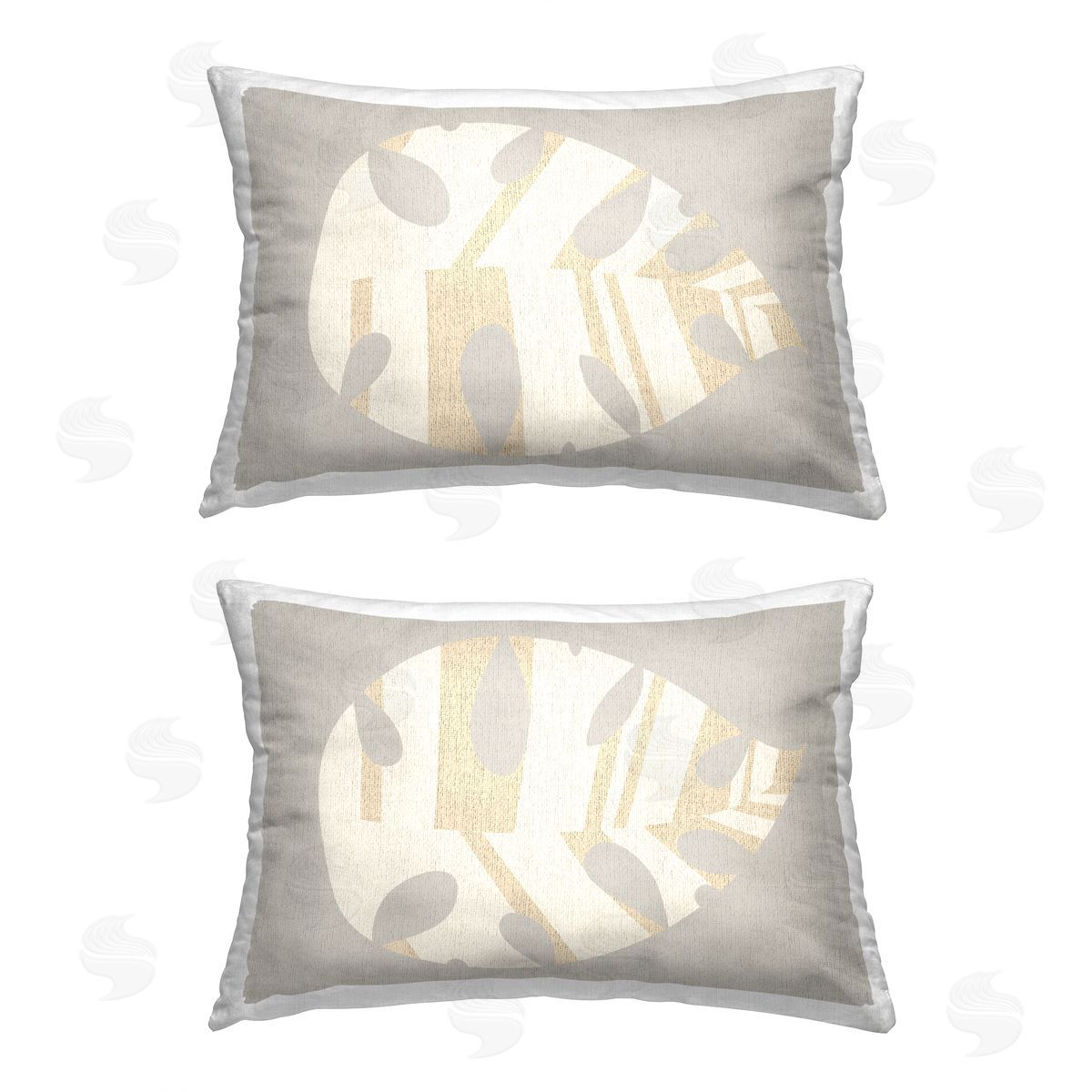 Daphne Polselli Grey Modern Leaves Printed Plush Polyester Throw Pillow